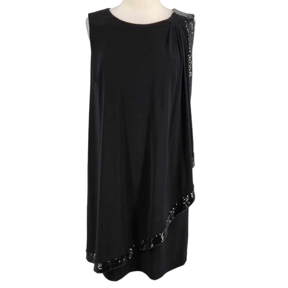 Betsy & Adam Formal Sequined Sheath Cocktail Dress Size 8 Drape Front